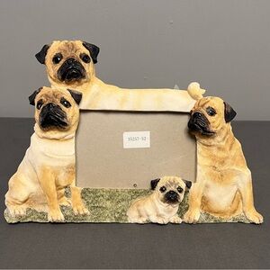 Pug Dog Family Photo Frame Holds 4x6” Picture Ceramic Frame